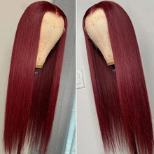 Load image into Gallery viewer, 200% Density Straight Wig Lace Front Human Hair 99j Wigs