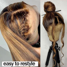 Load image into Gallery viewer, 13x4 Straight Honey Blond Ombre Color Highlight Lace Front Wigs 200% density