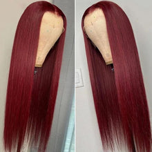 Charger l&#39;image dans la galerie, 180% Density Straight Wig  Lace Front Human Hair 99j Wigs
