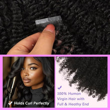 Load image into Gallery viewer, Seamless Clip In Hair Extensions Human Hair Kinky Curly Natural Black
