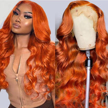 Load image into Gallery viewer, Ginger Orange Body Wave Glueless Transparent Lace Wigs
