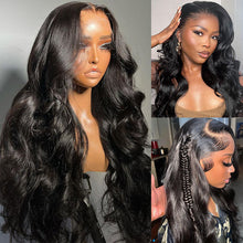 Charger l&#39;image dans la galerie, Natural Black Body Wave 13x6 Frontal HD Lace Glueless 100% Human Hair
