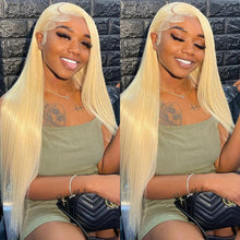 Charger l&#39;image dans la galerie, Blonde 613 Glueless 5x5 Closure HD Lace Straight Wig 100% Virgin Human Hair
