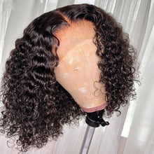 Load image into Gallery viewer, 180% Human Hair Wig Short Bob Curly 13x4 Lace Frontal Wig
