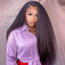 Charger l&#39;image dans la galerie, Natural Black kinky straight wig 13x4 Lace Frontal Wigs
