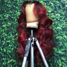 Load image into Gallery viewer, Sexy&amp;Soft 180% Dentsity 13x4 Burgundy Body Wave Lace Frontal Wigs
