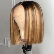 Load image into Gallery viewer, 13x4 Short Straight Bob Wigs Higlight Ombre Color Lace Front Wigs
