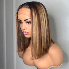 Load image into Gallery viewer, 13x4 Short Straight Bob Wigs Higlight Ombre Color Lace Front Wigs
