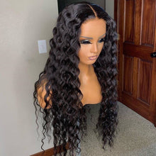 Load image into Gallery viewer, Natural Black Sleek Super Deep Wave 13x4 Lace Frontal Wig
