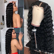 Load image into Gallery viewer, Natural Black Sleek Super Deep Wave 13x4 Lace Frontal Wig
