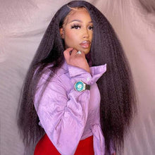 Charger l&#39;image dans la galerie, Natural Black kinky straight wig 13x4 Lace Frontal Wigs
