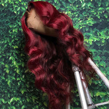 Load image into Gallery viewer, Sexy&amp;Soft 180% Dentsity 13x4 Burgundy Body Wave Lace Frontal Wigs
