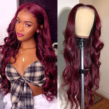 Load image into Gallery viewer, 99j Color 180% Dentsity 13x4 Burgundy Body Wave Lace Frontal Wigs
