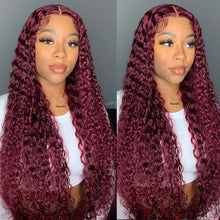 Load image into Gallery viewer, 13x4 Burgundy Curly Lace Frontal Wigs 180% Density
