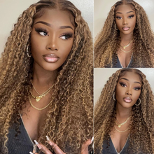 Charger l&#39;image dans la galerie, Honey Blonde Highlight Human Hair Wigs 180% Dentsity
