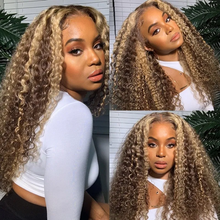 Charger l&#39;image dans la galerie, Highlight Wigs Real Human Hair Wigs Curly Ombre 13x4 Lace Front Wig
