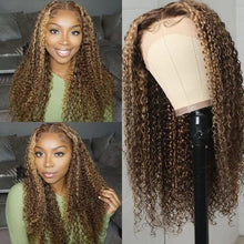 Charger l&#39;image dans la galerie, Highlight Wigs Real Human Hair Wigs Curly Ombre 13x4 Lace Front Wig
