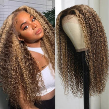 Charger l&#39;image dans la galerie, Highlight Wigs Real Human Hair Wigs Curly Ombre 13x4 Lace Front Wig
