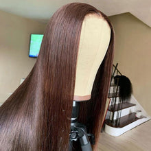 Load image into Gallery viewer, 13x4 Chocolate Brown Straight Lace Front Human Wigs
