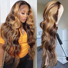 Charger l&#39;image dans la galerie, 13x4 Ombre Honey Blonde Highlight Lace Front Body Wave Wigs
