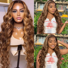 Charger l&#39;image dans la galerie, Honey Blonde Highlight Lace Front Wigs 13x4 Body Wave Colored Wigs
