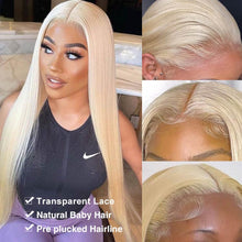 Load image into Gallery viewer, 13x4 Lace Front Wigs Pre Plucked #613 Blonde Straight Human Hair Wigs
