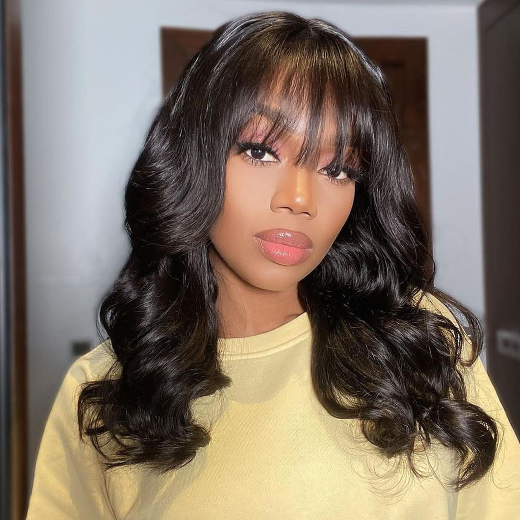 Virgin Hair Wig Lace Front Wigs with Bangs 13x4 Straight Lace Front Wigs