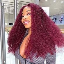 Load image into Gallery viewer, 99J Color 13x4 Burgundy Curly Lace Frontal Wigs
